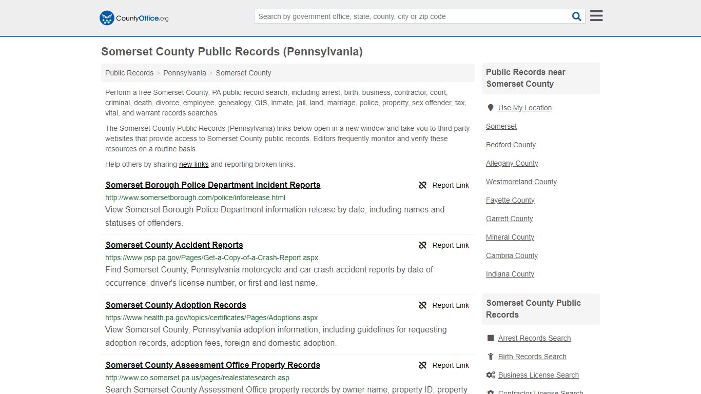 Somerset County Public Records (Pennsylvania) - County Office