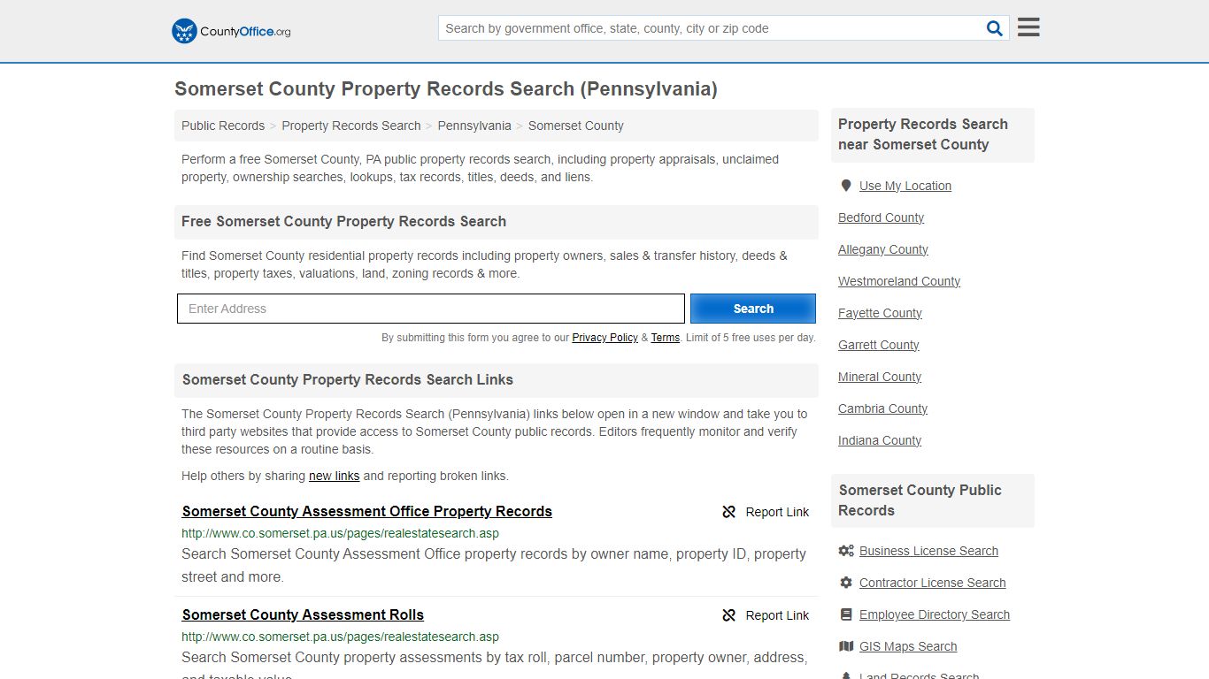 Somerset County Property Records Search (Pennsylvania) - County Office