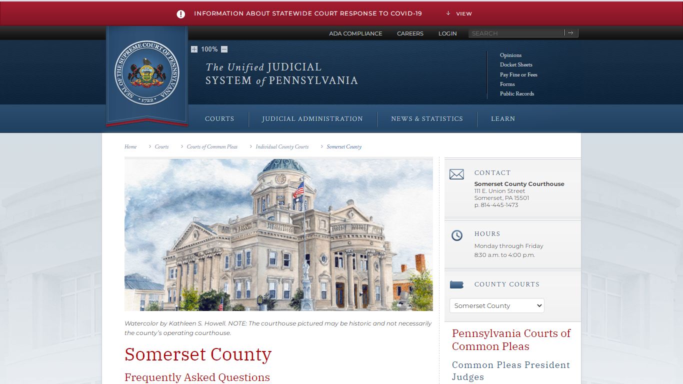 Somerset County | Individual County Courts - Judiciary of Pennsylvania